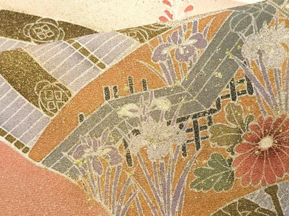 平和屋着物■豪華色留袖　扇面飛鶴吉祥花文　暈し染め　金彩　まるやま扱い　正絹　逸品　CABC7901ou