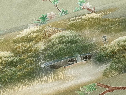 平和屋着物■豪華色留袖　風景枝花文　暈し染め　金彩　正絹　逸品　CABC7902ou