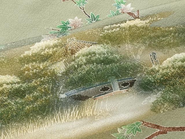 平和屋着物■豪華色留袖　風景枝花文　暈し染め　金彩　正絹　逸品　CABC7902ou