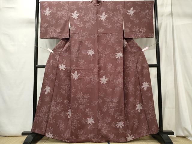 平和屋着物■上質な小紋 絞り 楓文 正絹 逸品 CABC7915ou