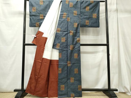 平和屋着物■本場大島紬　7マルキ　色紙花文　正絹　逸品　CABC7923ou