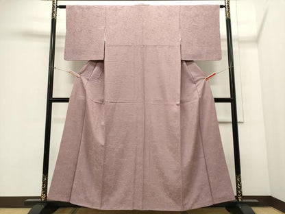 平和屋着物■上質な色無地 流水花地紋 紅藤色 正絹 逸品 CABC7939ou