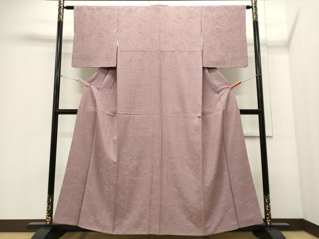 平和屋着物■上質な色無地 流水花地紋 紅藤色 正絹 逸品 CABC7939ou