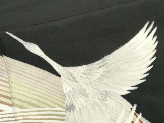 平和屋着物■豪華黒留袖　刺繍　立波飛鶴文　暈し染め　金銀彩　正絹　逸品　CABC7944ou