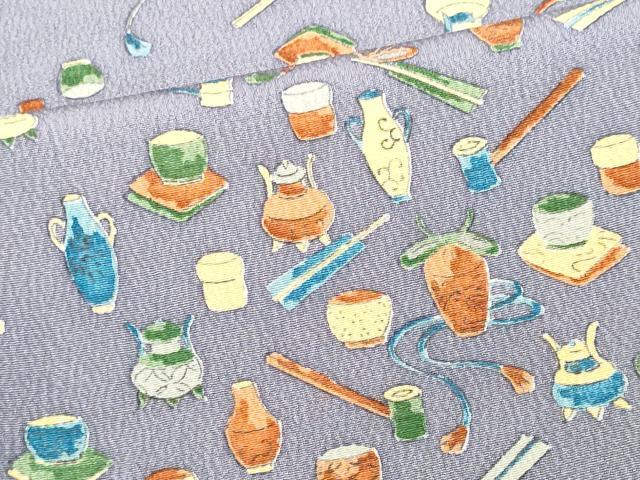 平和屋着物■上質な小紋 陶器文 正絹 逸品 CABC7946ou