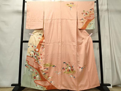 平和屋着物■訪問着　刺繍　絞り　花松文　正絹　逸品　CABC7970ou