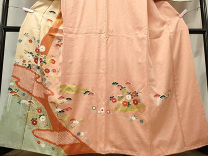 平和屋着物■訪問着　刺繍　絞り　花松文　正絹　逸品　CABC7970ou