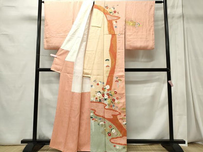 平和屋着物■訪問着　刺繍　絞り　花松文　正絹　逸品　CABC7970ou