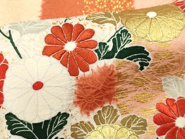 平和屋着物■訪問着　刺繍　絞り　花松文　正絹　逸品　CABC7970ou
