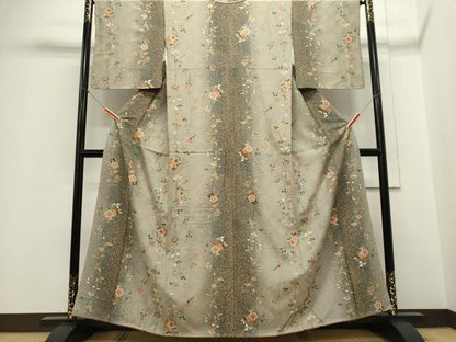 平和屋着物■上質な小紋 草花文 金彩 正絹 逸品 CABC7981ou