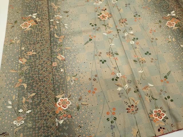 平和屋着物■上質な小紋 草花文 金彩 正絹 逸品 CABC7981ou