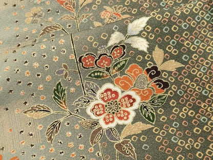 平和屋着物■上質な小紋 草花文 金彩 正絹 逸品 CABC7981ou