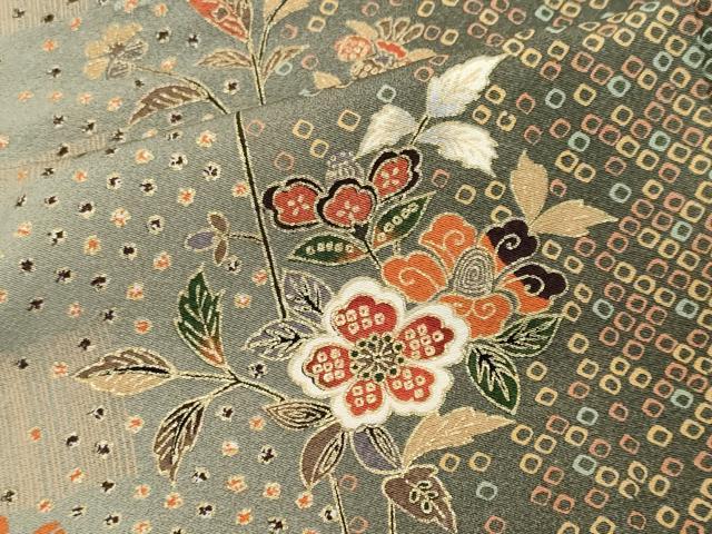 平和屋着物■上質な小紋 草花文 金彩 正絹 逸品 CABC7981ou
