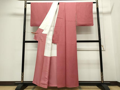 平和屋着物■上質な色無地 銀朱色 正絹 逸品 CABC7987ou
