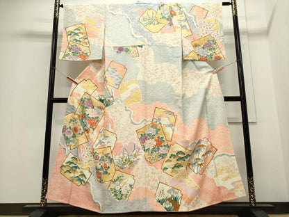 平和屋着物■訪問着 色紙重ね飛鶴花文 金彩 正絹 逸品 CABC7992ou