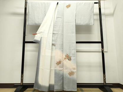 平和屋着物■中国三大刺繍 スワトウ刺繍 訪問着 地紙花鳥文 暈し染め 正絹 逸品 CABC7993ou