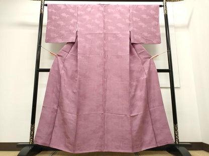 平和屋着物■上質な色無地 雲取り気象地紋 菖蒲色 正絹 逸品 CABC7994ou