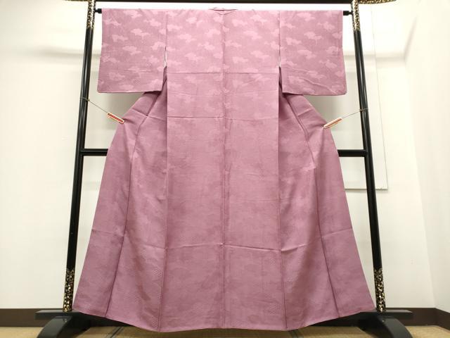 平和屋着物■上質な色無地 雲取り気象地紋 菖蒲色 正絹 逸品 CABC7994ou