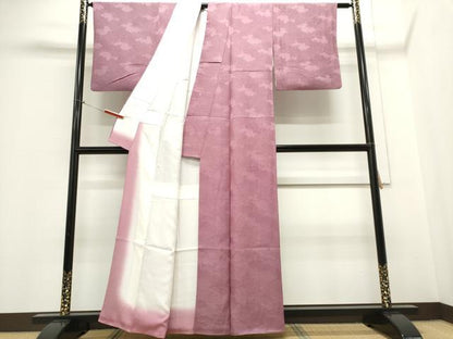 平和屋着物■上質な色無地 雲取り気象地紋 菖蒲色 正絹 逸品 CABC7994ou