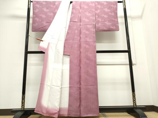 平和屋着物■上質な色無地 雲取り気象地紋 菖蒲色 正絹 逸品 CABC7994ou