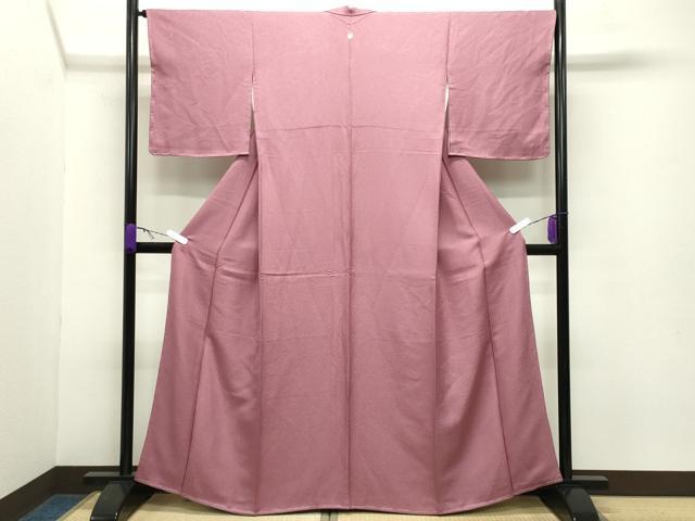 平和屋着物●上質な色無地 紋意匠 蘇芳香色 正絹 逸品 未使用 CABC8004gh