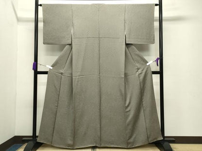 平和屋着物●上質な色無地 舞花地紋 灰汁色 正絹 逸品 CABC8005gh