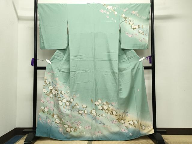平和屋着物●訪問着 作家物 枝花文 暈し染め 正絹 逸品 未使用 CABC8008gh