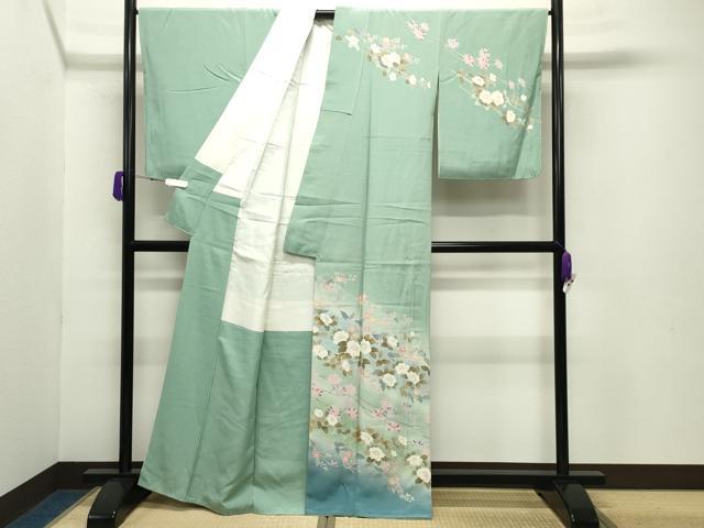 平和屋着物●訪問着 作家物 枝花文 暈し染め 正絹 逸品 未使用 CABC8008gh