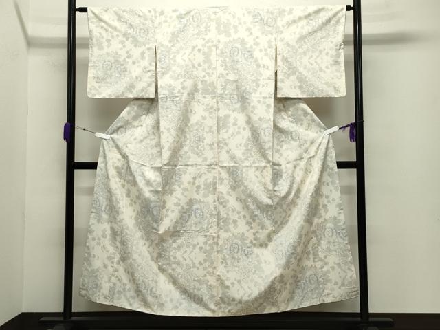 平和屋着物●本場大島紬 白大島 9マルキ 花唐草文 正絹 逸品 CABC8009gh