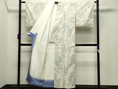 平和屋着物●本場大島紬 白大島 9マルキ 花唐草文 正絹 逸品 CABC8009gh