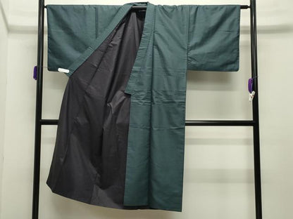 平和屋着物●男性 お召 アンサンブル・長襦袢セット 100亀甲 総詰め 正絹 逸品 未使用 CABC8011gh