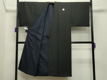 平和屋着物●男性 黒紋付 羽織セット 羽織：虎・龍 正絹 逸品 未使用 CABC8013gh