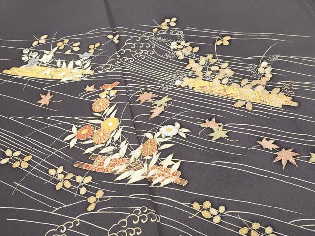 平和屋着物●訪問着 駒刺繍 花筏 金彩 正絹 逸品 CABC8014gh