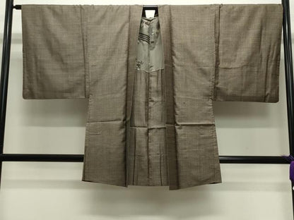 平和屋着物●男性 紬 アンサンブル 絣柄 正絹 逸品 CABC8020gh