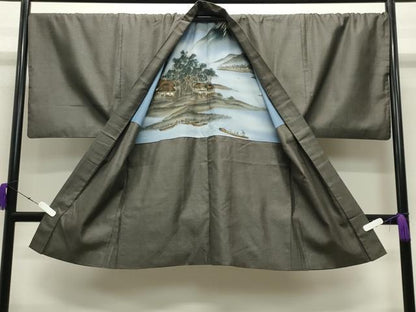 平和屋着物●男性 紬 アンサンブル 亀甲文様 正絹 逸品 CABC8024gh