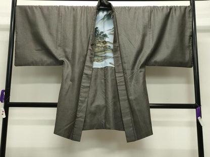 平和屋着物●男性 紬 アンサンブル 亀甲文様 正絹 逸品 CABC8024gh