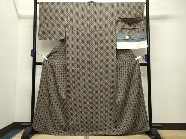 平和屋着物●染色の魔術師 染乃座・大久保玄才 そめのざ玄才 小紋 菱吉祥文 反端付き 正絹 逸品 未使用 CABC8025gh