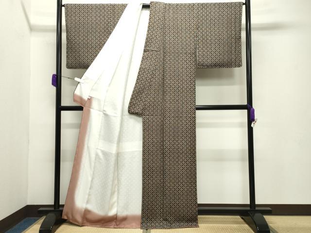 平和屋着物●染色の魔術師 染乃座・大久保玄才 そめのざ玄才 小紋 菱吉祥文 反端付き 正絹 逸品 未使用 CABC8025gh