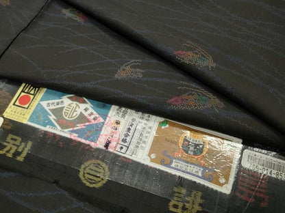 平和屋着物●本場大島紬 9マルキ 泥染め コオロギ 恵絹織物謹製 証紙付き 正絹 逸品 未使用 CABC8026gh