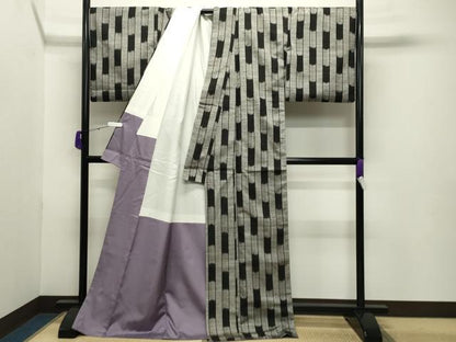 平和屋着物●上質な紬 漢方染 紅花の里工房 縞 ロング丈 反端付き 正絹 逸品 CABC8030gh