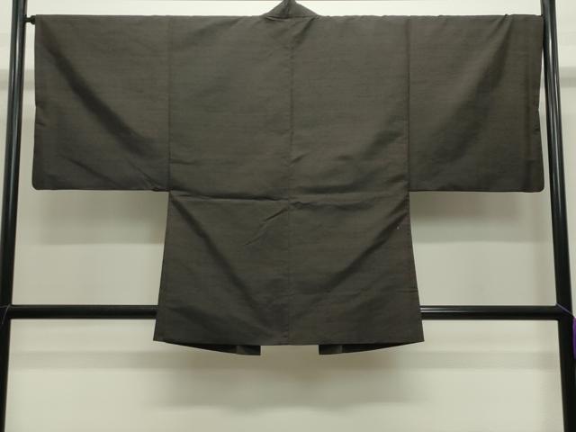 平和屋着物●男性 紬 アンサンブル・長襦袢セット 霞文 憲法黒茶色 正絹 逸品 CABC8031gh