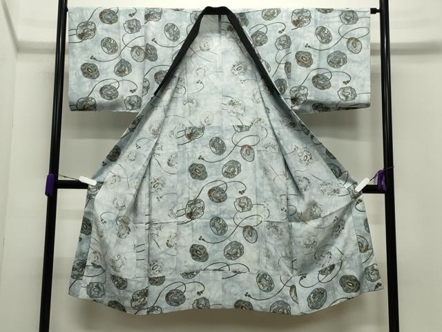 平和屋着物●男性 紬 アンサンブル・長襦袢セット 霞文 憲法黒茶色 正絹 逸品 CABC8031gh