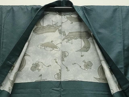 平和屋着物●男性 紬 アンサンブル 100亀甲 総詰め 正絹 逸品 CABC8033gh