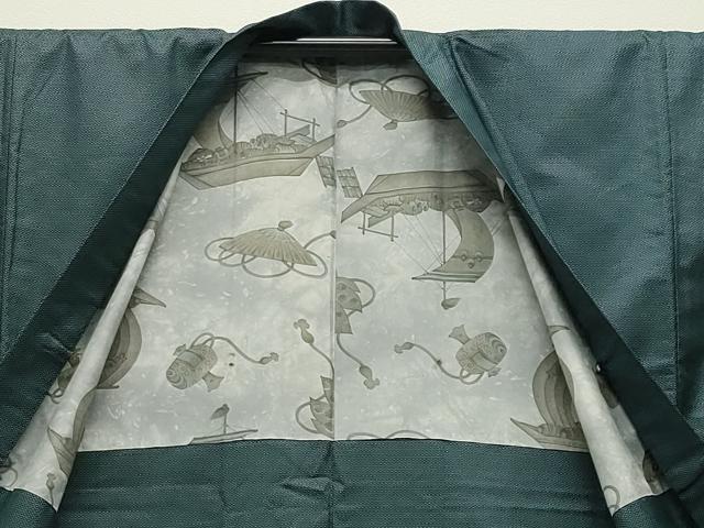 平和屋着物●男性 紬 アンサンブル 100亀甲 総詰め 正絹 逸品 CABC8033gh