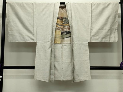 平和屋着物●男性 本場大島紬 アンサンブル 白大島 100亀甲 総詰め 正絹 逸品 CABC8037gh