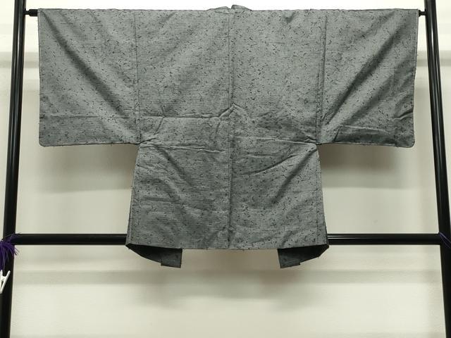 平和屋着物●男性 紬 髭紬羽織セット 色無地 灰色 正絹 逸品 未使用 CABC8042gh