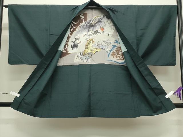 平和屋着物●男性 紬 アンサンブル 虫襖色 正絹 逸品 CABC8045gh