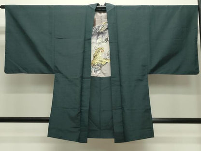 平和屋着物●男性 紬 アンサンブル 虫襖色 正絹 逸品 CABC8045gh