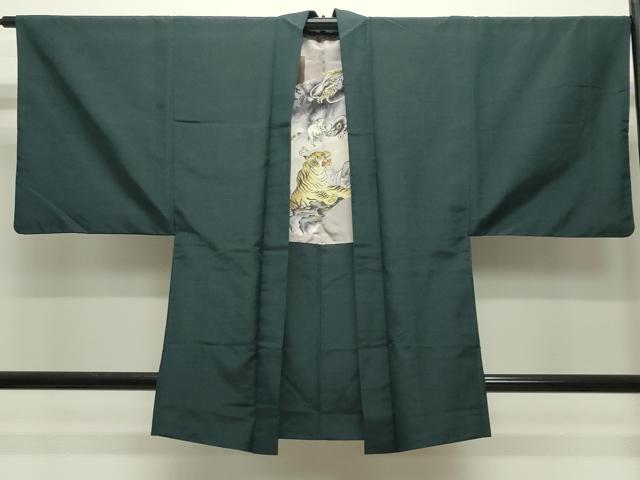 平和屋着物●男性 紬 アンサンブル 虫襖色 正絹 逸品 CABC8045gh
