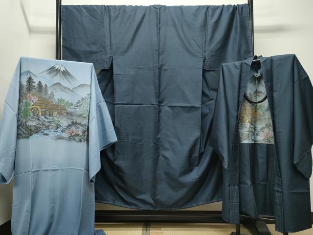 平和屋着物●男性 本場大島紬 アンサンブル・長襦袢セット 100亀甲 総詰め キングサイズ 正絹 逸品 未使用 CABC8046gh